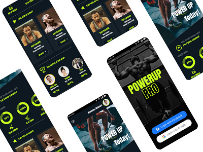 'PowerUp' fitness goals app UI app branding concept design graphic design product ui ui design ux ux design