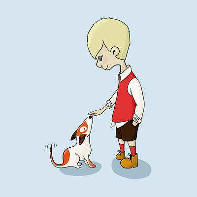 The kid, a friend of Carlson art boy carlson digitalart dog illustration illustrator kid photoshop