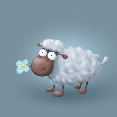 Sheep with a flower art character cloud digitalart flower illustration illustrator photoshop sheep shock