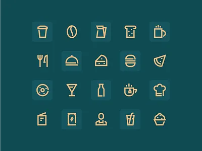 F&B Icon set branding icon icon design icon set iconography illustration