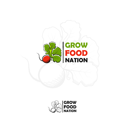 Grow Food Nation earthy food foodlogo green grow handdrawn healthy logodesigner logomark logonew logopassion logos nation playful radish vector vegetable vegetarian