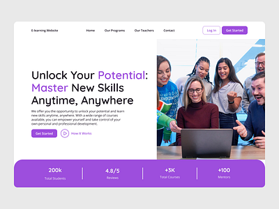 E-learning Website Concept design e learning e learning landing page e learning website educational educational website landing page landing page design purple ui ui ux ux webdesign website design white