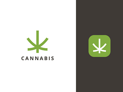 Cannabis Line Art Logo app art branding cannabis design flat graphic design icon illustration illustrator line lineart logo logo design minimal typography ui vector website weed