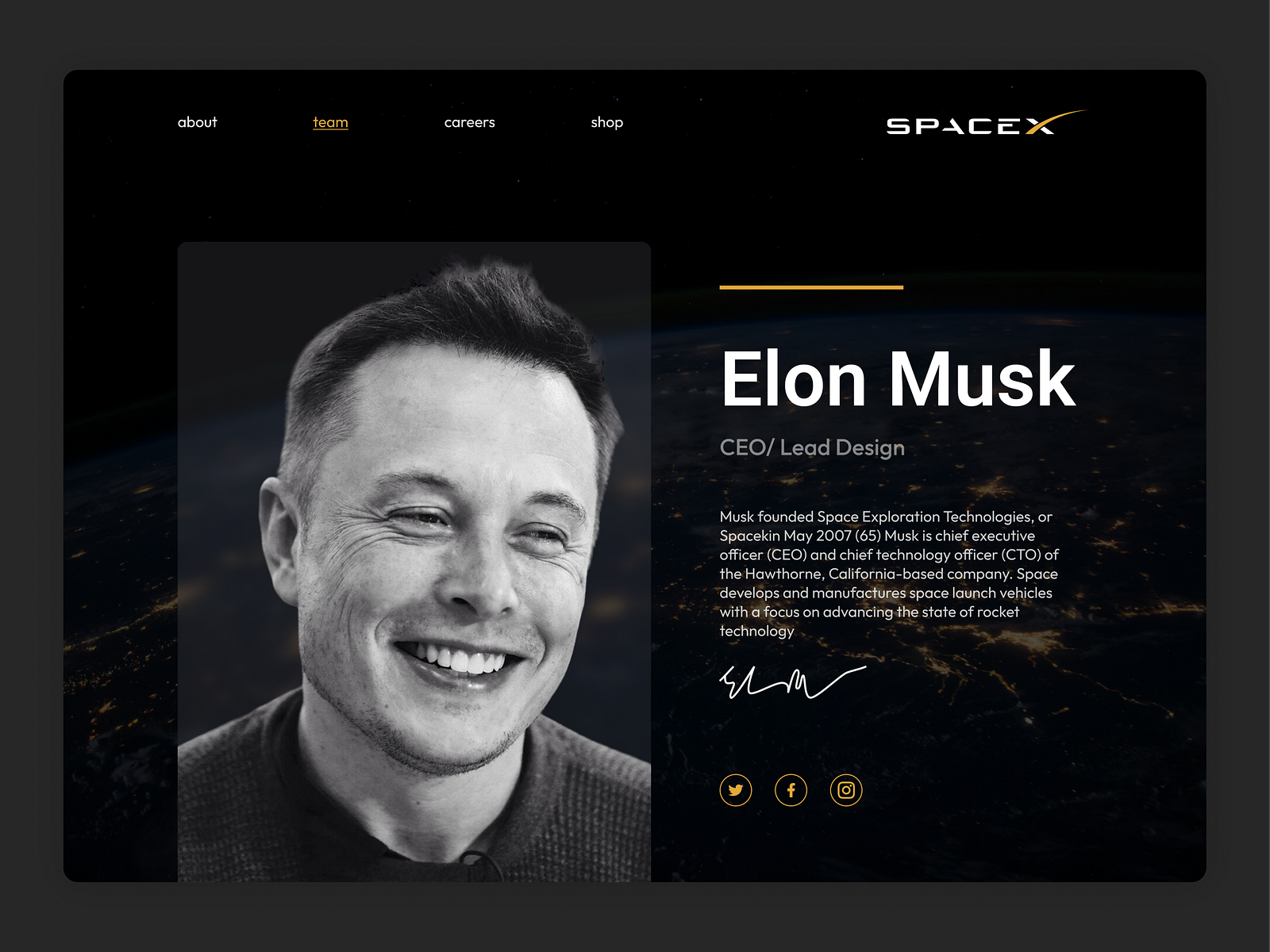SpaceX  Design UI by Oryx Design Studio on Dribbble