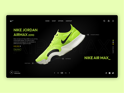 Nike- Web Design (Hero section) creative fashionablefootwear footweardesign graphic design nike onlineshoestore responsiveui shoppingexperience uidesign userexperience webdesign
