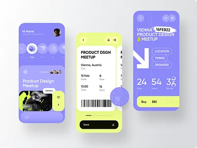 Event App app bright creative design event gradient ui ux