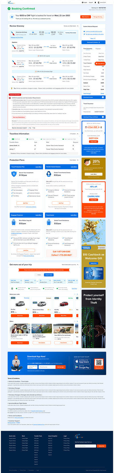 Flight Booking Confirmation Screen ui