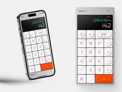 CALC–1 Concept app application calculator concept device figma ios iphone math neumorphism science skeuomorphism teenage engineering ui