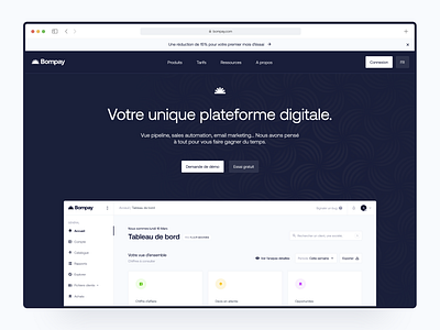 Bompay Website 🌞 clean crm dashboard digital flow landing page leads manage managment minimal saas safari ui ux webdesign