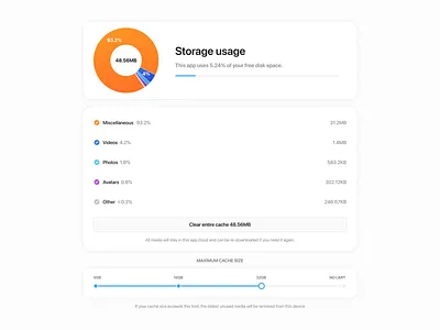 Storage Usage - UI Design - For The Telegram Desktop App desktop app design figma design giomak light theme macos app design macos design redesign settings ui telegram telegram app telegram app design telegram desktop app telegram settings ui uidesign user interface design ux uxdesign webdesign white ui