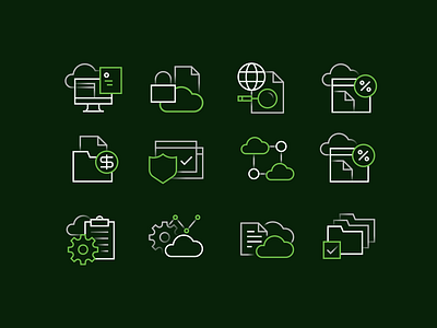 ☁️☁️☁️ branding cloud figma gradients green icons illustrations storage vector