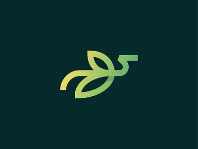Green Stork logo animal bird branding ecology environment gradient green leaf line logo logodesign logodesigner mark nature startup stork sustainability symbol tech wing