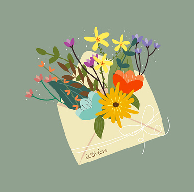 Vector illustration of an envelope with flowers adobe illustrator branding design graphic design illustration vector