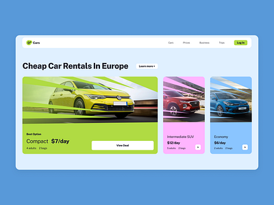 Car rental website concept car car rental creative design europe ui web