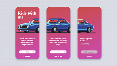 Ride with Me - Ridesharing Onboarding app design graphic design illustration onboarding ui ux