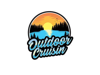 Outdoor logo brand brand identity branding cruising forrest graphic design illustration lake logo logodesign nature outdoor pinetrees sunrise sunset trees vector wild wildness woods