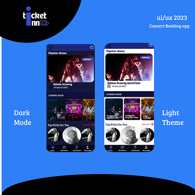 Ticket Inn:Mobile app for booking Concert tickets branding ui