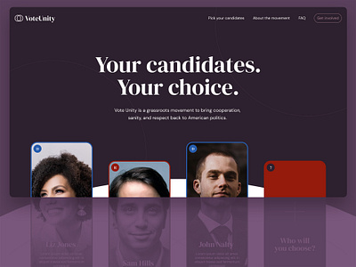 VoteUnity brand branding design landing page political politics ui web design website