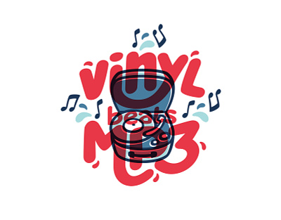 Vinyl Beats Mp3 audio dance illustration lettering mix music party sound typography vector