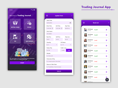 Trading Journal adobe xd behance creative design dribbble inspiration mobile app portfolio prototype ui