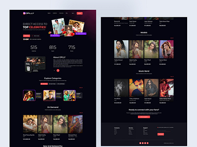 Oplly Landing Page Design actor adobe xd branding creative figma film graphic design landing page landing page design model modern new oplly singer ui ui design uiux design ux website design wish