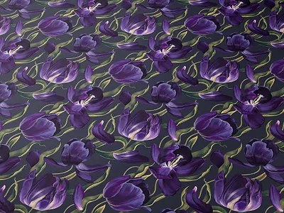 New Dark Violet Tulips Pattern 2d adobe illustrator botanical botanical illustration digitalart floral pattern illustration pattern realistic flowers seamless seamless pattern surface pattern design textile tulip pattern vector violet tulips wallpaper