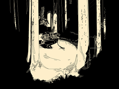A boy who got lost in the forest and turned into a crow boy boy illustration composition crow crow illustration editorial illustration figure figure illustration forest forest illustration illustration lines minimal night night illustration process story story telling tree tree illustration