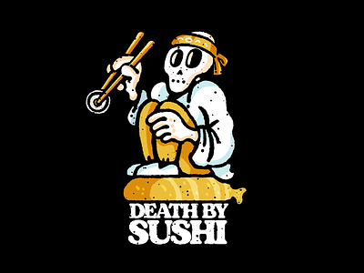 Death By Sushi - Yellowtail Edition foodie illustration procreate roll sashimi seafood skull sushi sushi roll