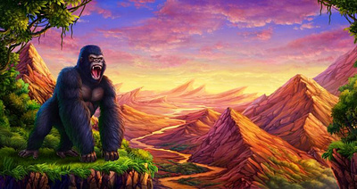The main Background for the King-Kong themed slot game background background art background design background illustration background image digital art gambling game art game design illustration king kong background king kong game king kong slot king kong themed slot design slot game art slot game design slot machine