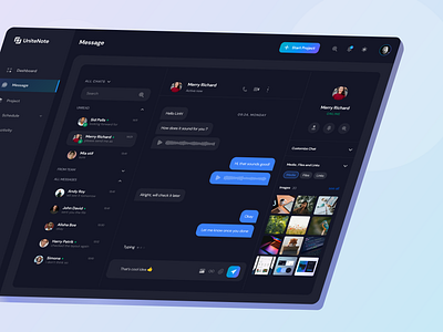 UniteNote - Message Screen chatbox chatscreen message box message screen project management task management task management tool ui uiux ux