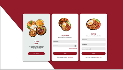 FoodGeek Onboarding page design ui