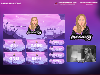 cute theme overlay design gamers gaming graphic design like logo streaming twitch twitch overlay twitch streamers