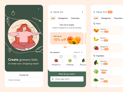 Grocery List App app grocery list mobile shopping list ui