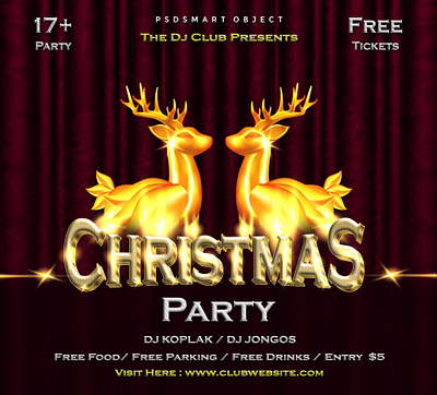 luxury christmas music party flyer and social media instagram cover