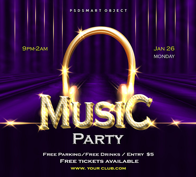 luxury music party social media instagram post template travel