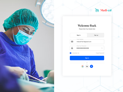 Log in Page Website Design app design clean ui figma landing page design landing page ui design medical website design registration page sign in page sign up ui ui design uxui design website website design welcome page