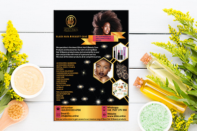 Black Hair and Beauty Care flyer 3d animation branding graphic design illustration logo luxury design modern design motion graphics professional ui