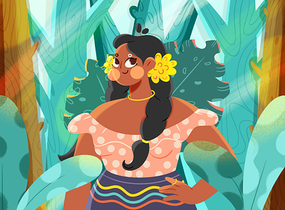 Jungle life ✨ 2d afro art art direction character creation character design commercial cute girl design female female illustration flowers hand drawn illo illustration jungle lady nature procreate trees