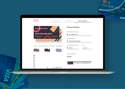 Checkout Page | Web UI blue checkout page clean concept design credit card design figma freelance graphic design hire mockup modern motion graphics swipe to pay ui ui design ui ux design web ui webpage design white