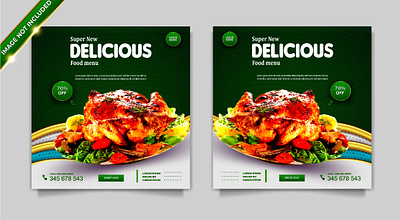 Luxury food social media promotion post template set flyer