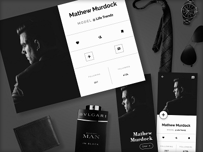 User Profile | Responsive UI black black suit clean concept design design figma freelance graphic design hire man in black mockup modern profile page responsive responsive design ui ui design user profile web ui white