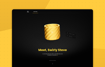 ThreeJS Plant Pot - Swirly Steve 3d animation branding design graphic design threejs ui ux
