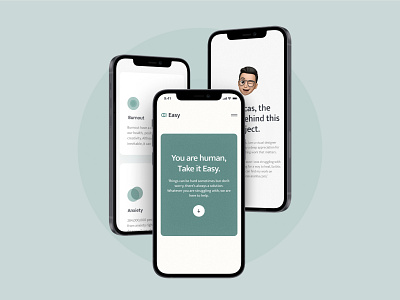 Easy - Mobile Screens anxiety balance branding burnout design graphic design green illustration life logo minimalist mobile ui uiuxdesign ux vector web design work