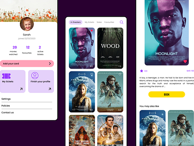 A mobile ticketing app for a movie theatre app dashboard design figma mobile ticketingapp ui ux