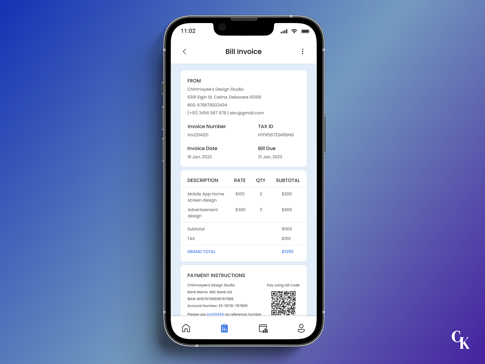 Daily UI 46 - Invoice by Chinmayee Khavale on Dribbble