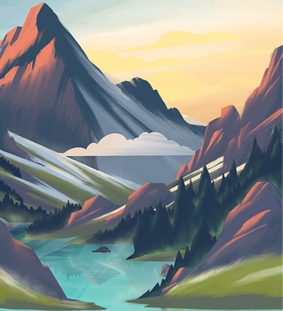 Procreate Landscape Golden hour branding illustration