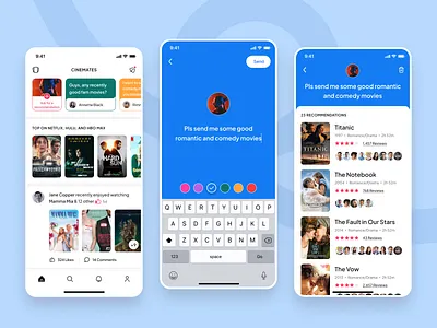 Cinemates - Ask for recommendations Flow app ask cinemates community entertainment feed ios mobile movie recommendation search share shows