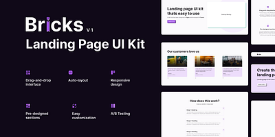 Bricks Landing Page UI Kit figma kit framer kit free kit landing page ui kit website design