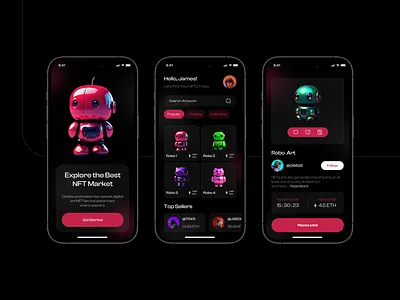 NFT Market - Mobile App concept android blockchain crypto dao design finance ios market marketplace mobile mobile app mobile app design nft marketplace product design ui ux ux research uxui web3