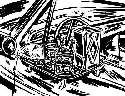 Drive-in meal black white burger and fries digital ink drawing drive in drive in food fast food procreate sketch sketch